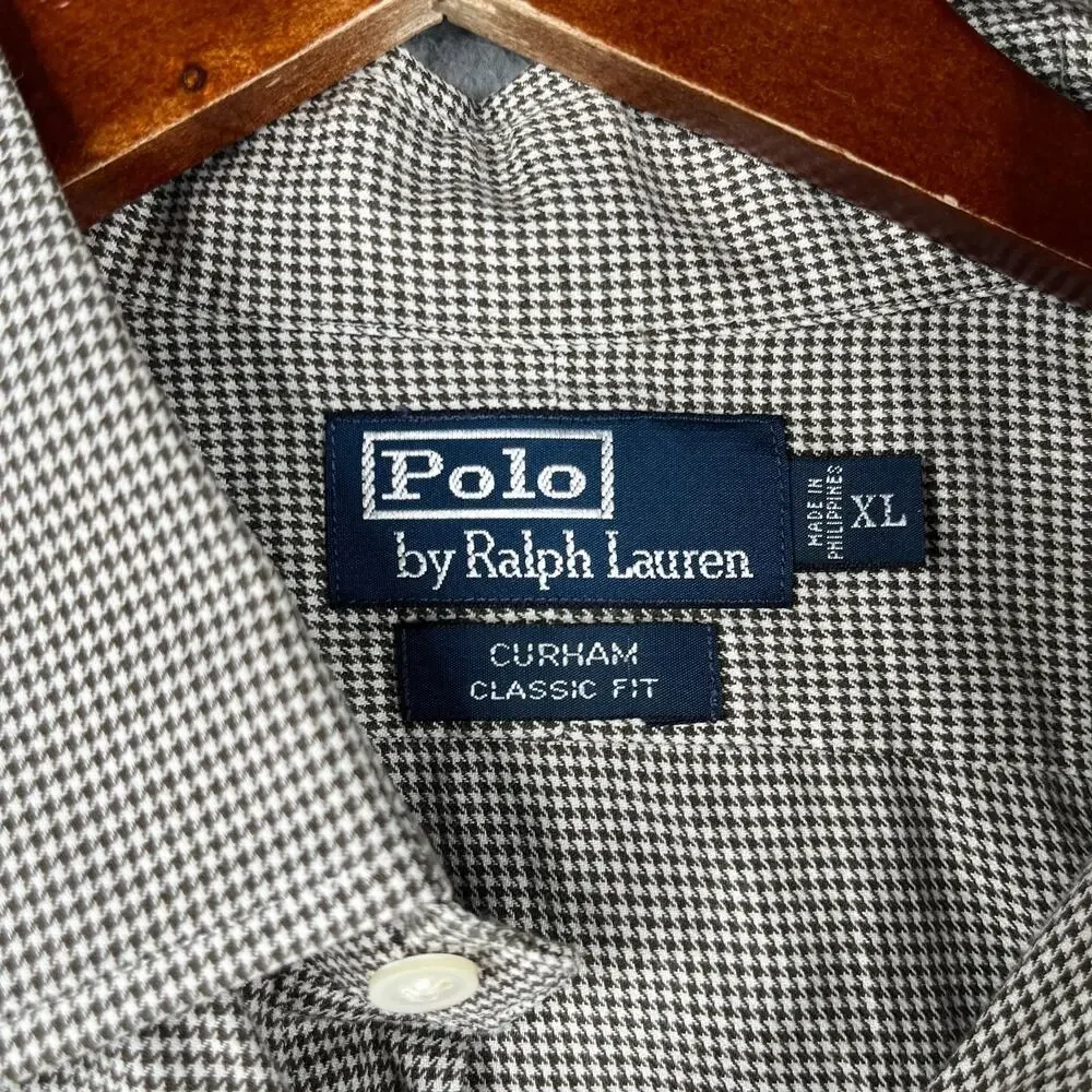 Polo Ralph Lauren Curham Classic Fit Shirt Houndstooth Button Up Long Sleeve XL